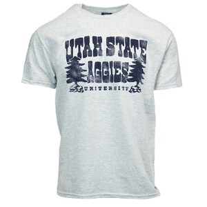 Utah Stare Aggies University Trees T-Shirt - Gray